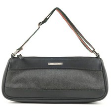 GUCCI Sherry Pouch Purse NERO Black Denim Leather 92820 Auth Used