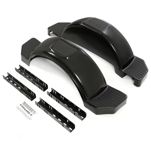 Set of 2 Single Axle Trailer Fenders 13" Wheels Tire Skirt Boat Gray/Black/White