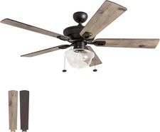Abner Modern Farmhouse 52 Inch Ceiling Fan with Light, Outdoor Fan/Indoor Tri-Mo