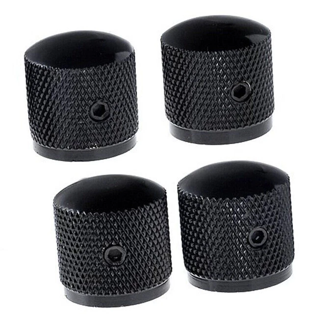 4x Metal Volume Tone Control Knob Electric Guitar Bass Dome Knobs Set 6mm Black - Image 4 of 4