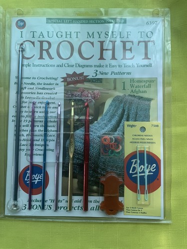 Vintage Boye I Taught Myself To Crochet-knitting 6397 & 6398 Kit - Picture 4 of 4