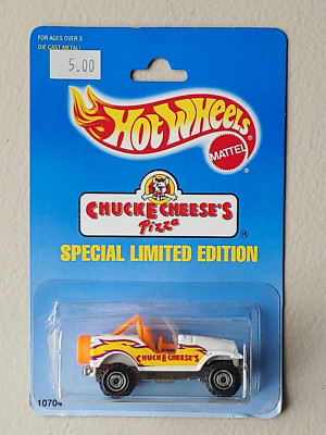 1991 Hot Wheels Chuck E Cheese white Jeep CJ-7 Special Limited Edition
