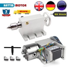 EU?CNC Router Rotary 4th Axis Dividing head  3 jaw 80mm Chuck+MT2 65mm Tailstock