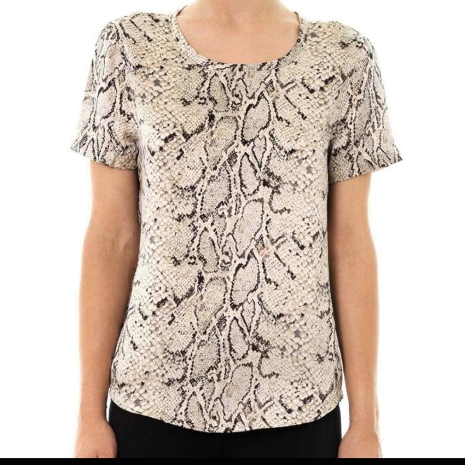 Equipment Snakeskin Python Silk Short Sleeve Blou… - image 1