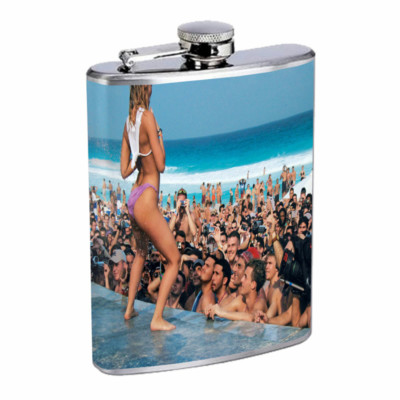 Spring Break D10 Flask 8oz Stainless Steel Hip Drinking Whiskey