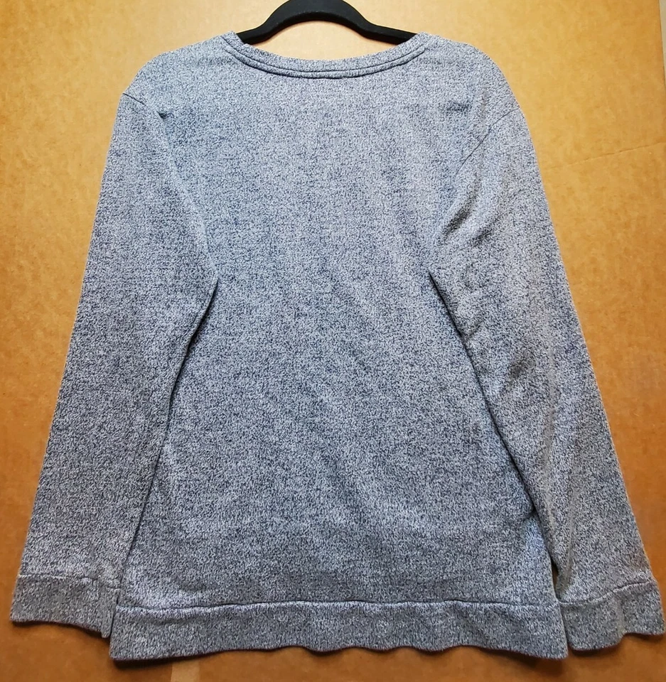 Blusa pulôver feminina Bobbie Brooks manga longa listra branca azul grande - Imagem 4 de 4