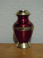 Brass Keepsake Mini Sharing Ashes Urn Red w/Black Gold
