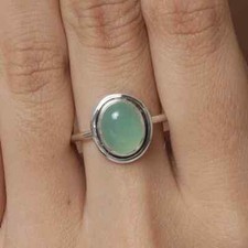 Chrysoprase Gemstone Ring Statement Ring 925 Sterling Silver Elegant Ring Gift