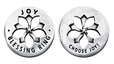 Joy Blessing Ring Charm, Pewter, Handcrafted | Choose Joy | Flower