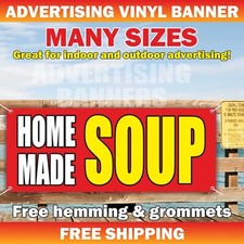 HOMEMADE SOUPS Advertising Banner Vinyl Sign Dinner Breakfast Lunch Hot Food Bar