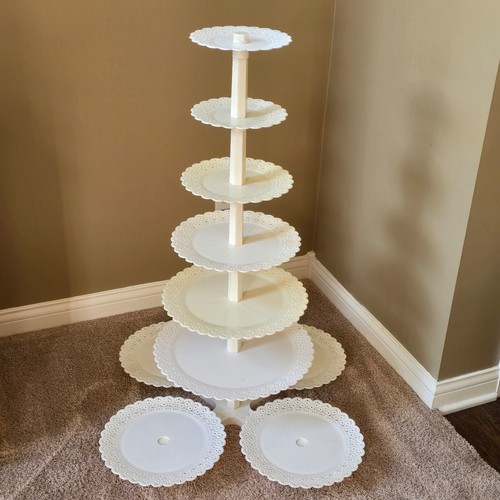 VTG Wilton Tiered Wedding Cake Stand Set 10 Lattice Plates Layers White Classic