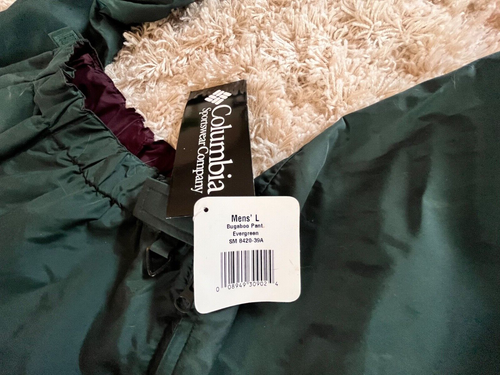 Vintage Columbia Bugaboo Ski Pants M’s Lrg Evergreen Full Zip NEW - Picture 2 of 6