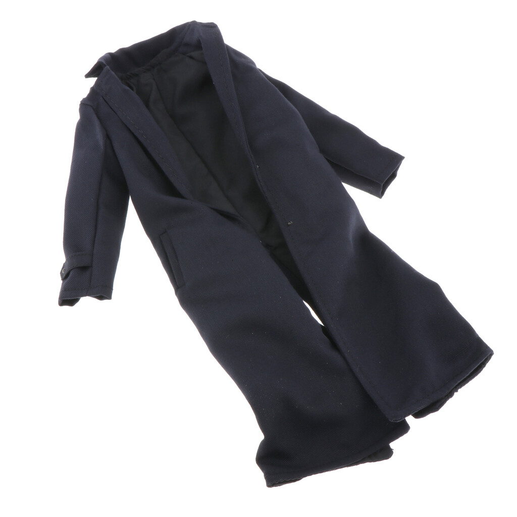 1:6 Scale Male Soldier Trench Coat Black Wind Coat for 12'' Action