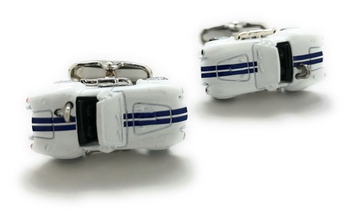 Gemelli Shelby Cobra dettagli completi smalto bianco blu strisce polsini - Foto 2 di 8