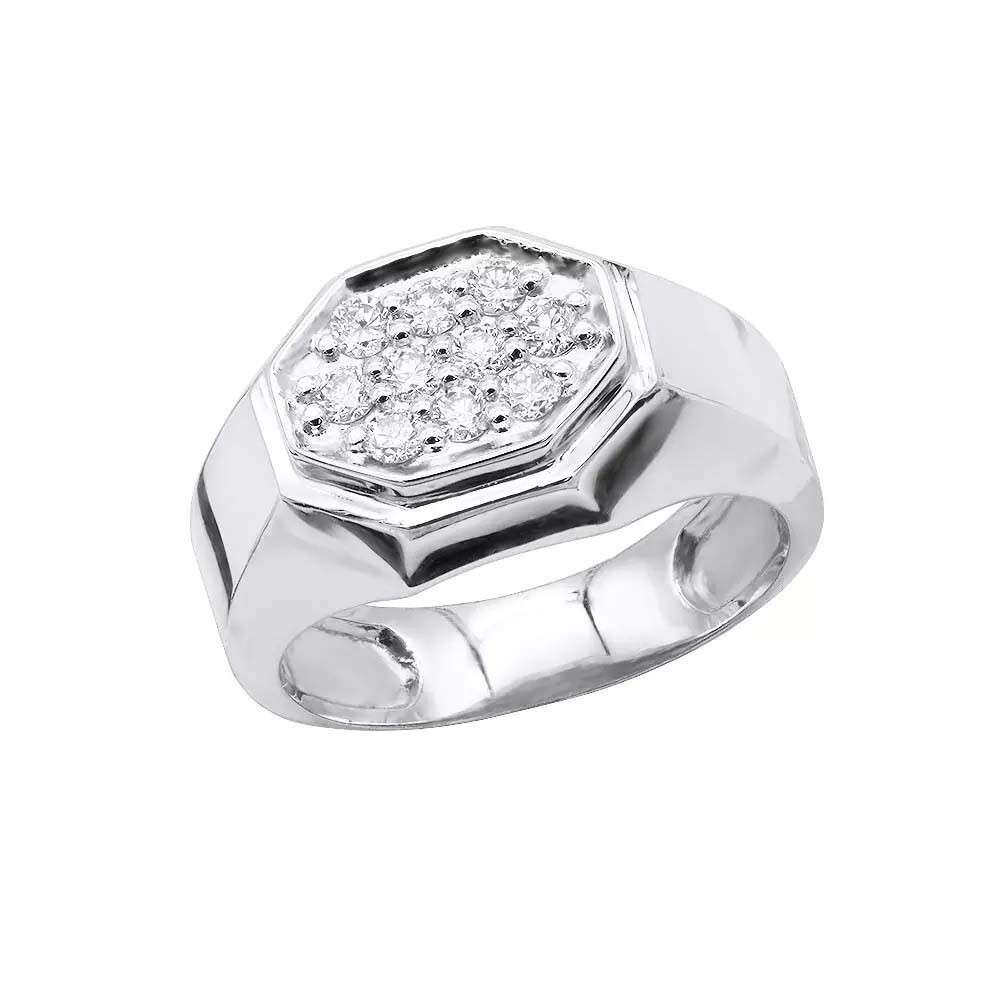 Men's 14K White Gold Plated Moissanite Wedding Band 0.60 Ctw D/FL Brilliant-image