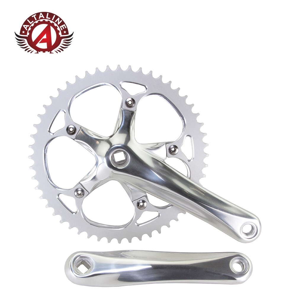 Alloy 52 Teeth Track Crankset 175mm Long Matt Silver.