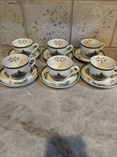 Vintage Spode Christmas Tree Tea Cup  Saucer Coffee England Set 12pc SEE DESC
