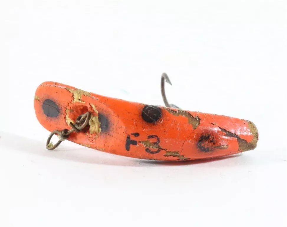 Vintage Hardbody Plug Lure Trolling Fishing Lure F3 Orange & Black Wood