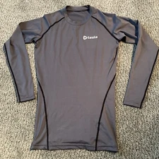 Tesla Base Layer Adult XS Slate Gray Mock Neck Long Sleeve Logo