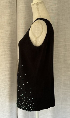 Doncaster Twinset Black Cotton Blend Cardigan Stud Turquoise Cardigan Set Sz M - Picture 11 of 14