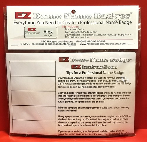 EZ DOME BADGE 5 Pack Kit include 5 cagnuna cupola dorso magneti e spille modello EZ - Foto 2 di 9