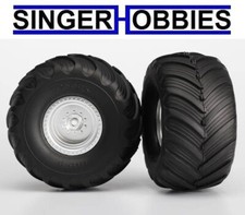 Traxxas 3663 Tires  Wheels Assembled Satin Chrome Wheels Terra Groove Dual TRA1