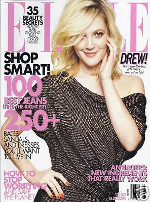 Elle Magazine Drew Barrymore Fashion Beauty Secrets 100 Best Jeans Dresses 2009