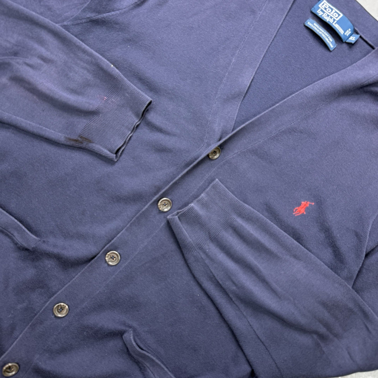 Vintage Polo Ralph Lauren Men’s Navy Blue Knit Cardigan XL