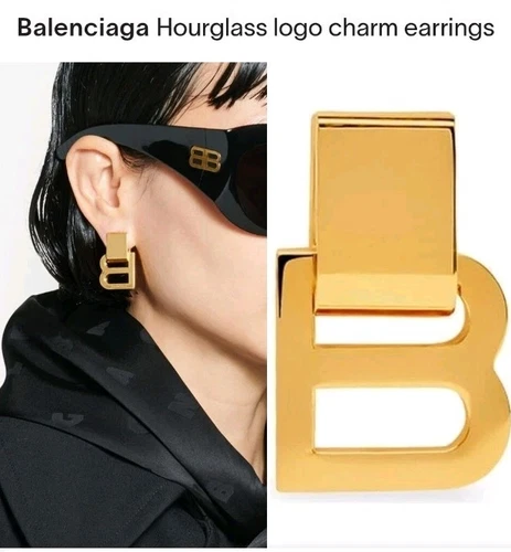 Orecchini Charm Balenciaga Logo Clessidra TAGLIA XL Uso Vedi Foto