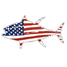 Decal Vinyl Sticker USA Flag Tuna Made in USA