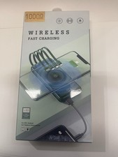 Wireless Fast Charging 10000 mSh Mobile Power Bank LED New 