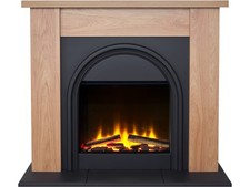 Adam Burlington Electric Fireplace Suite in Oak & Charcoal Grey, 44 Inch
