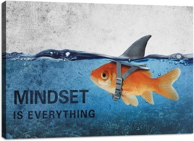 Inspirational Canvas Wall Art Quotes Abstract Blue Goldfish Shark Pictures Poste