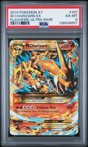 2014 POKEMON XY FLASHFIRE ULTRA RARE #107 M CHARIZARD EX PSA 6