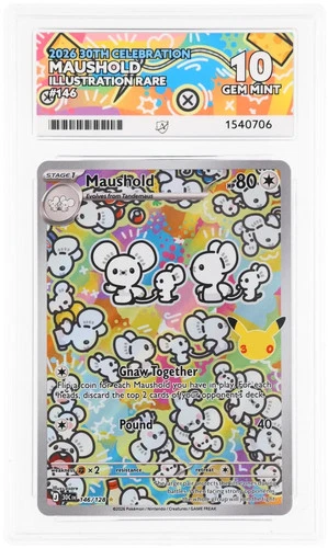 Maushold 146/128 Ace 10 Perfect Subgrades 30th Celebration Pokemon TCG