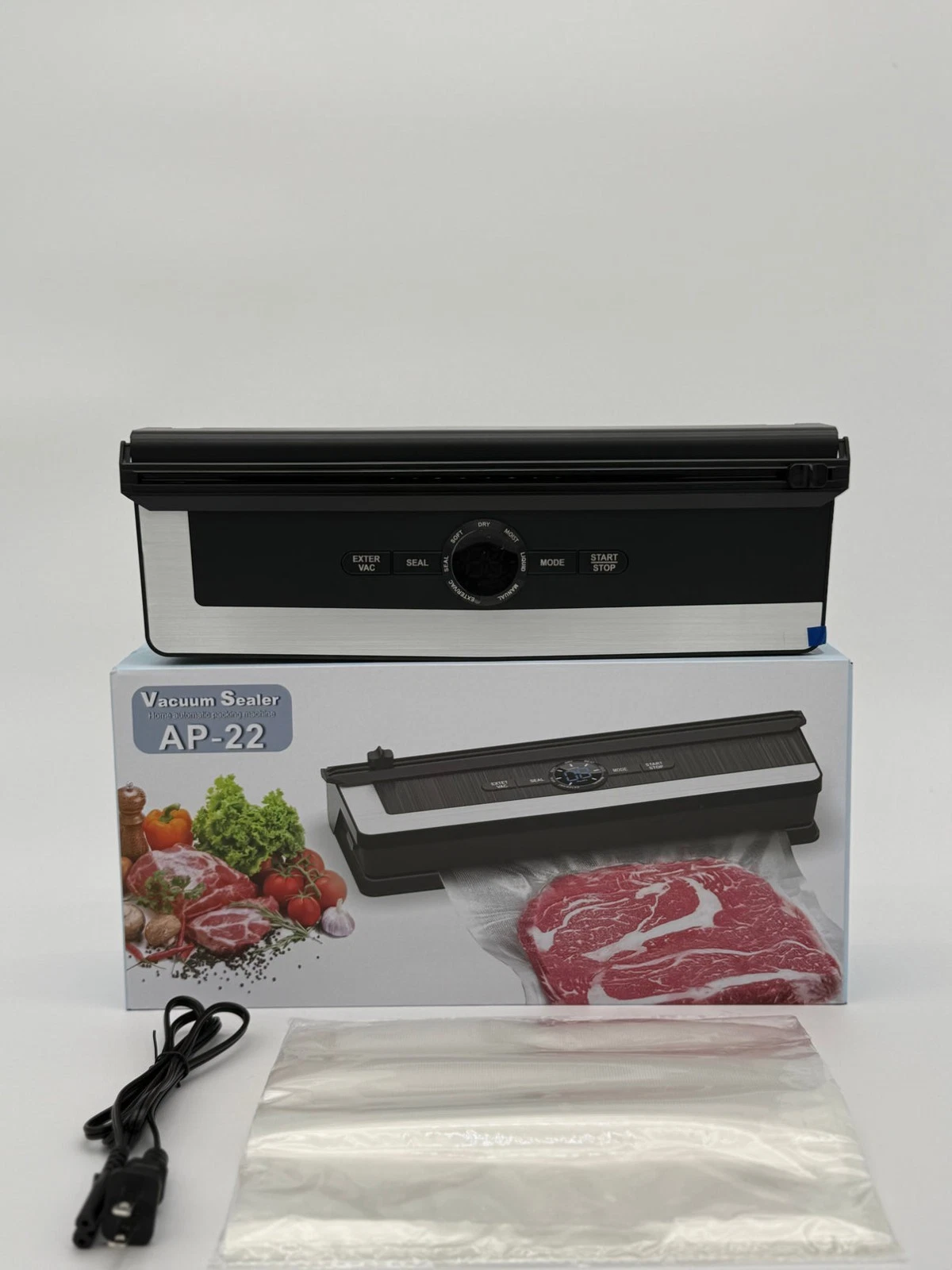8-in-1 Food Vacuum Sealer Machine Black Automatic Air Sealing System