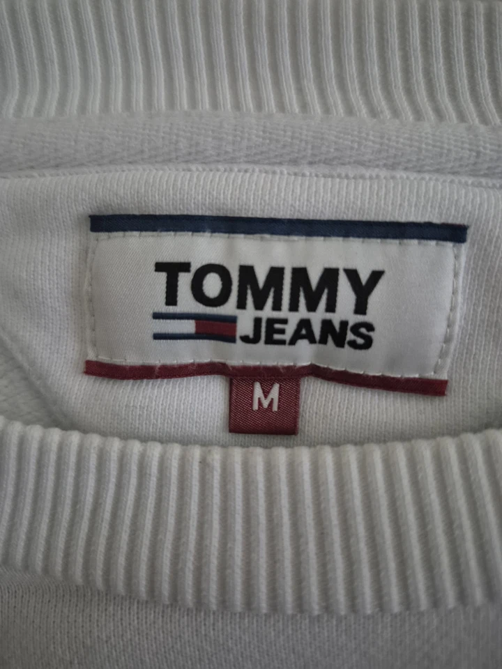 TOMMY JEANS Mens White Red Logo Crew Neck Jumper Size M - image 3 of 4