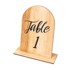 Natural 20 Rustic 4.5" Wooden Arch Table Numbers 1-20 Set Removable Base Party