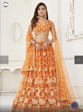 Bright Orange Lehenga choli – Indian Party Wear, Outfit for Weddings & Festivals