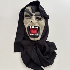 Halloween Vampire Count Dracula with Black Hood Horror Mask Adult Size