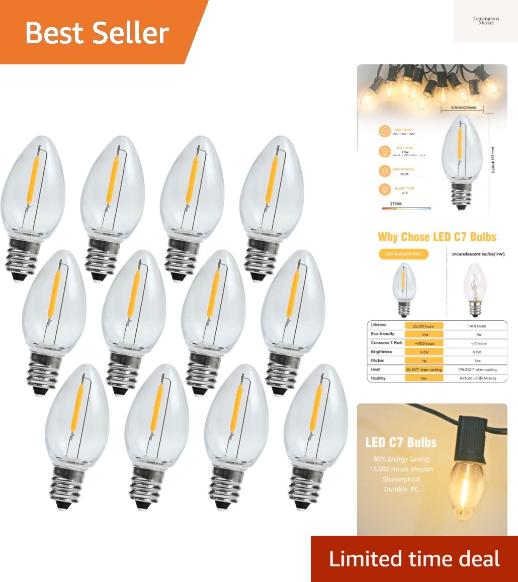 &ndash; Candelabra, 0.6 Watt Equivalent 7w Inca...