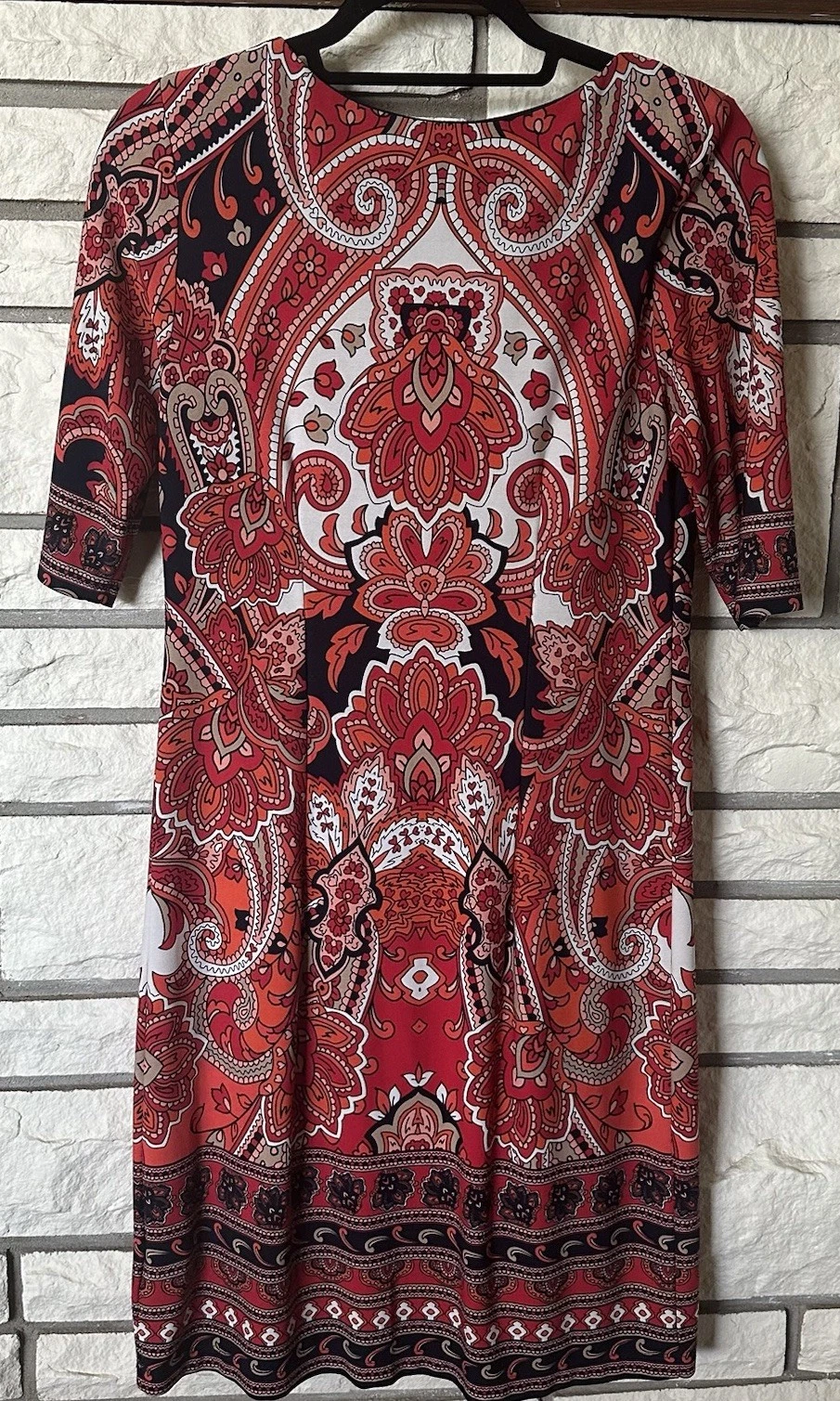 VETEMENTS Abito donna firmato Camryn taglia 6 rosso paisley tubino orlo a contrasto