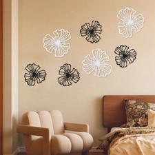 7-piece Metal Wall Decor, Flower Wall Hanging Art, Indoor Metal Wall Decor