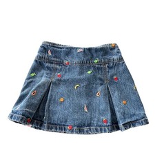 Gymboree Kids Denim Fruit Embroidered Skirt Size 4 Pleated Shorts