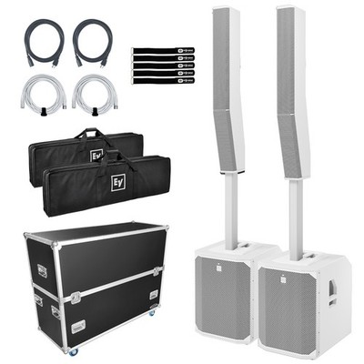 Electro-Voice EVOLVE 70 White Column Powered Speaker System Pair w Road Case