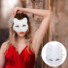  Masque de renard blanc peint à la main, 3 pièces, masque de renard blanc, yeux