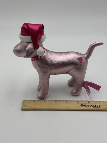 Victoria Secret Rosa Metálico Peluche Perro Navidad Vacaciones Edición Especial - Imagen 6 de 7