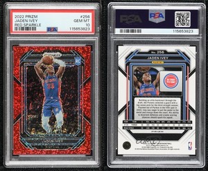 2022-23 Panini Prizm Red Sparkle Prizm Jaden Ivey #256 PSA 10 GEM MT Rookie RC