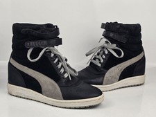 Puma Contact Sky Wedge Womens Black Gray Leat...