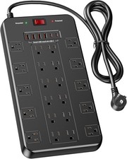 Surge Protector Power Strip 10 FT Cord with 22 Outlets 6 USB Ports 2 USB C , ...